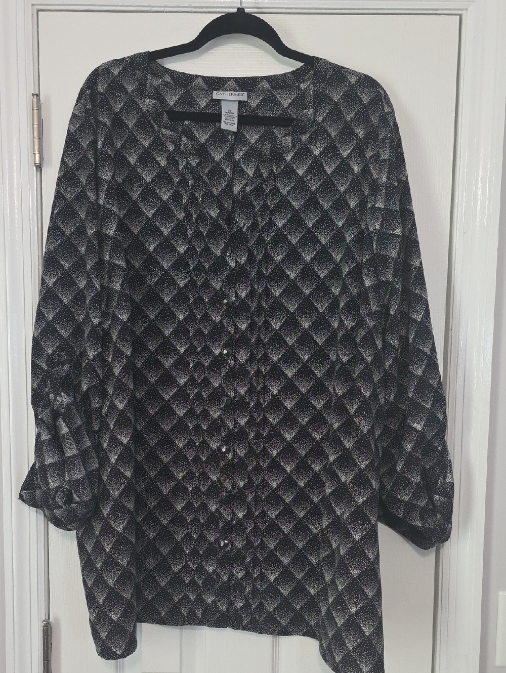 Catherines Black Top with Silver Dot Texture